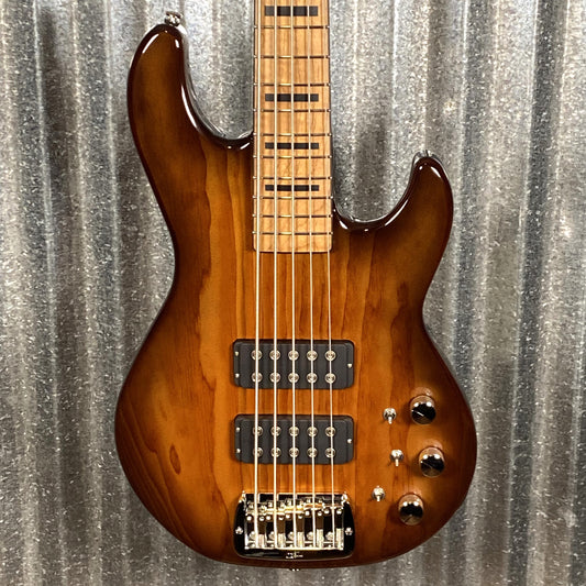 G&L USA Custom Shop L-2500 5 String Bass Smoked Caramel Roasted Pine & Bag #4018