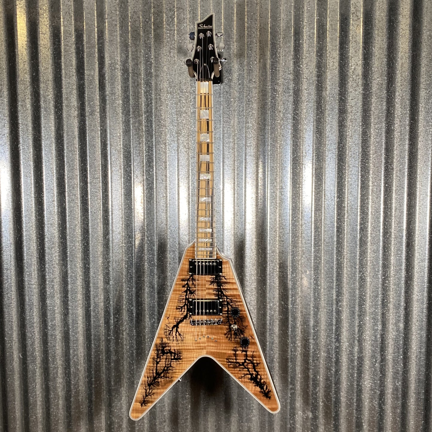 Schecter V-1 Electro-Resin Gloss Natural Seymour Duncan Guitar #0558