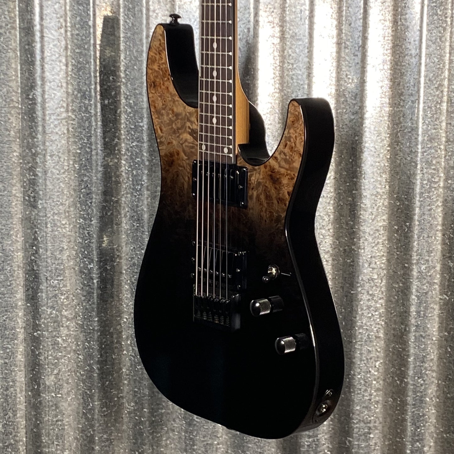 Schecter C-1 Standard Black Fade Burst Burl Guitar #0152