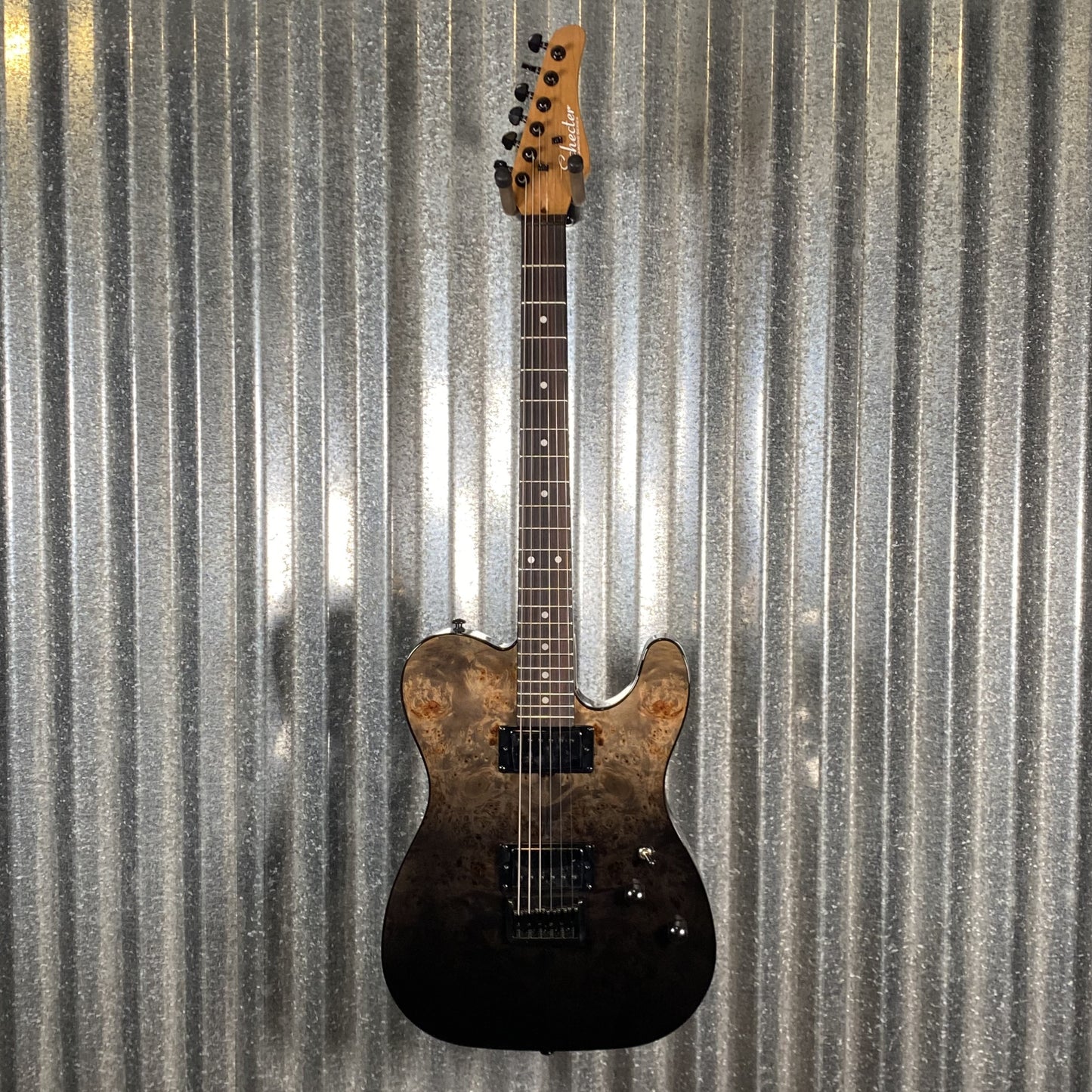 Schecter PT Standard Black Fade Burst Burl Guitar #0678