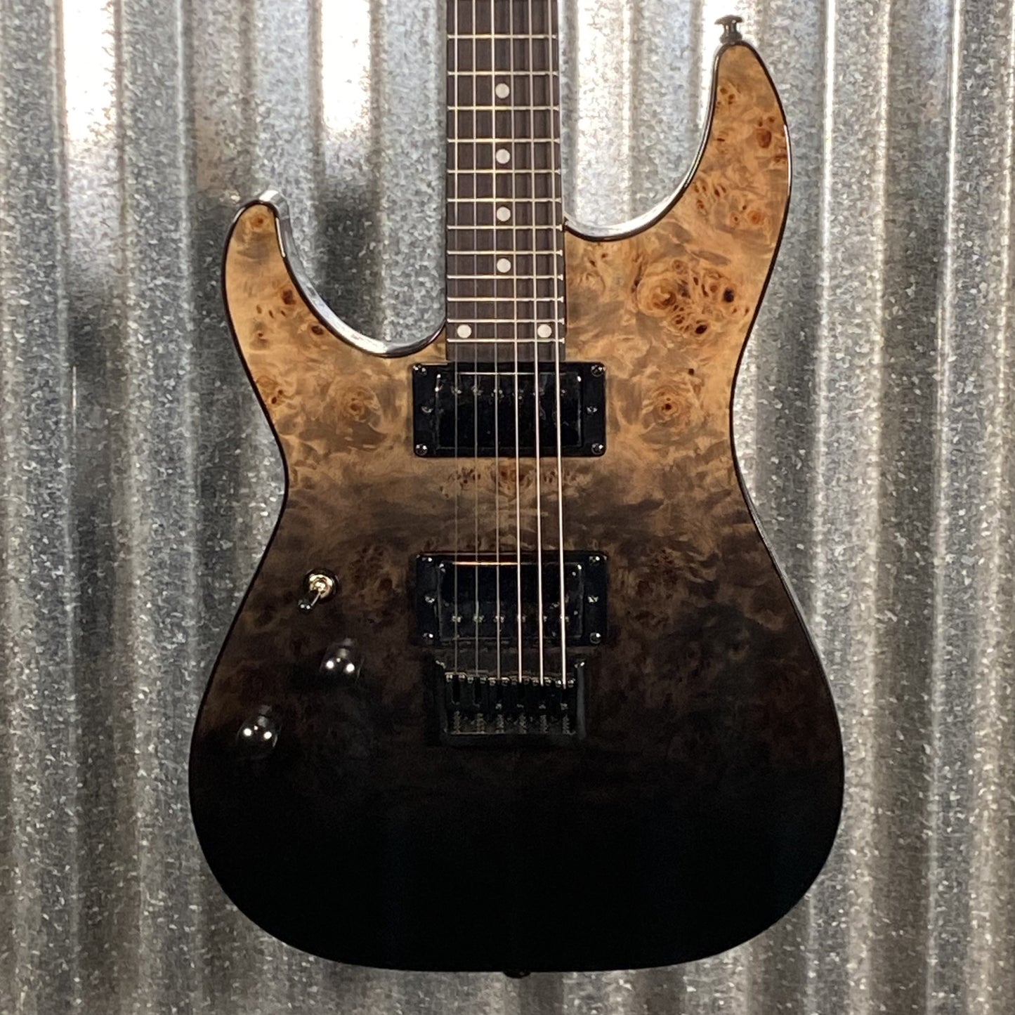 Schecter C-1 Standard Black Fade Burst Burl Left Hand Guitar #0454