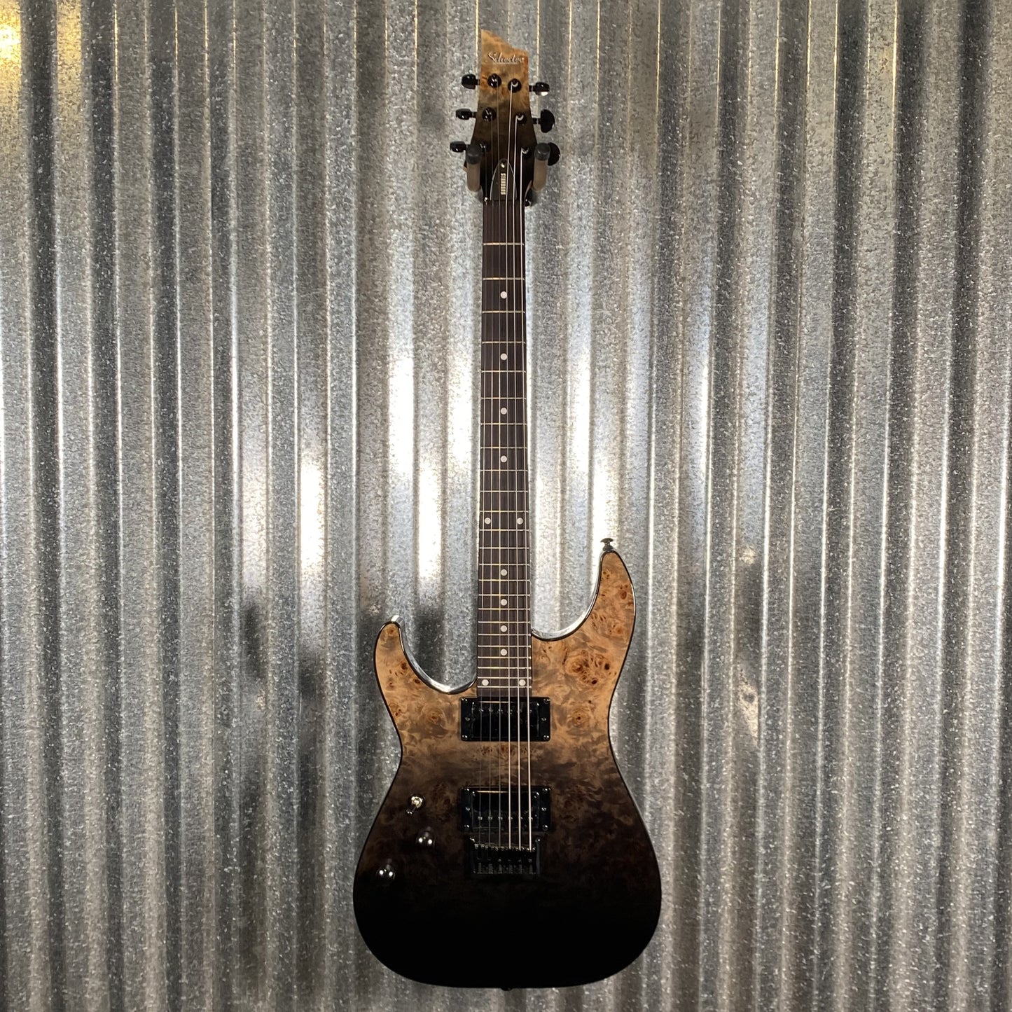 Schecter C-1 Standard Black Fade Burst Burl Left Hand Guitar #0454