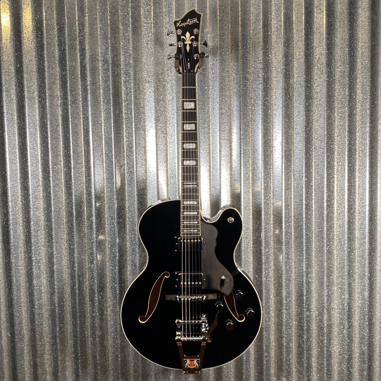 Hagstrom Tremar HJ-500 Hollow Body Guitar Gloss Black & Case #0450 Used