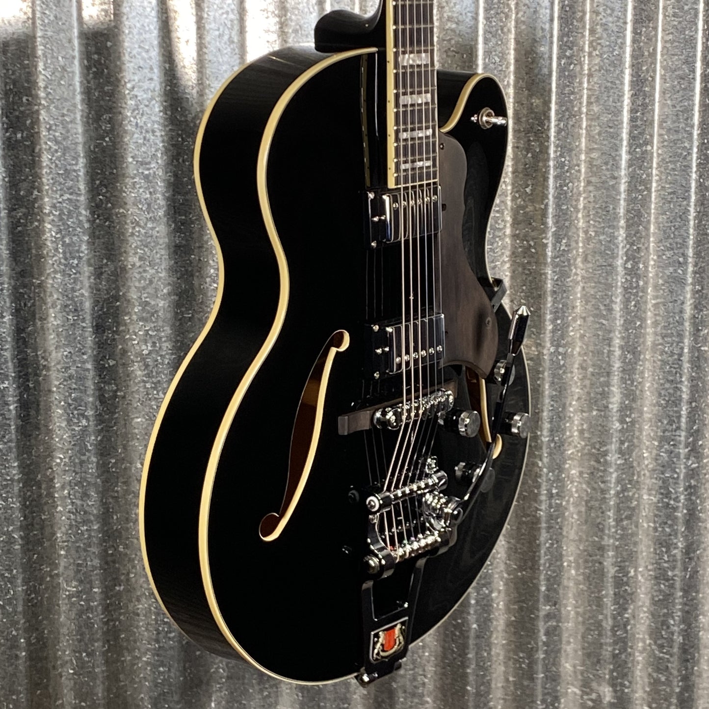 Hagstrom Tremar HJ-500 Hollow Body Guitar Gloss Black & Case #0450 Used