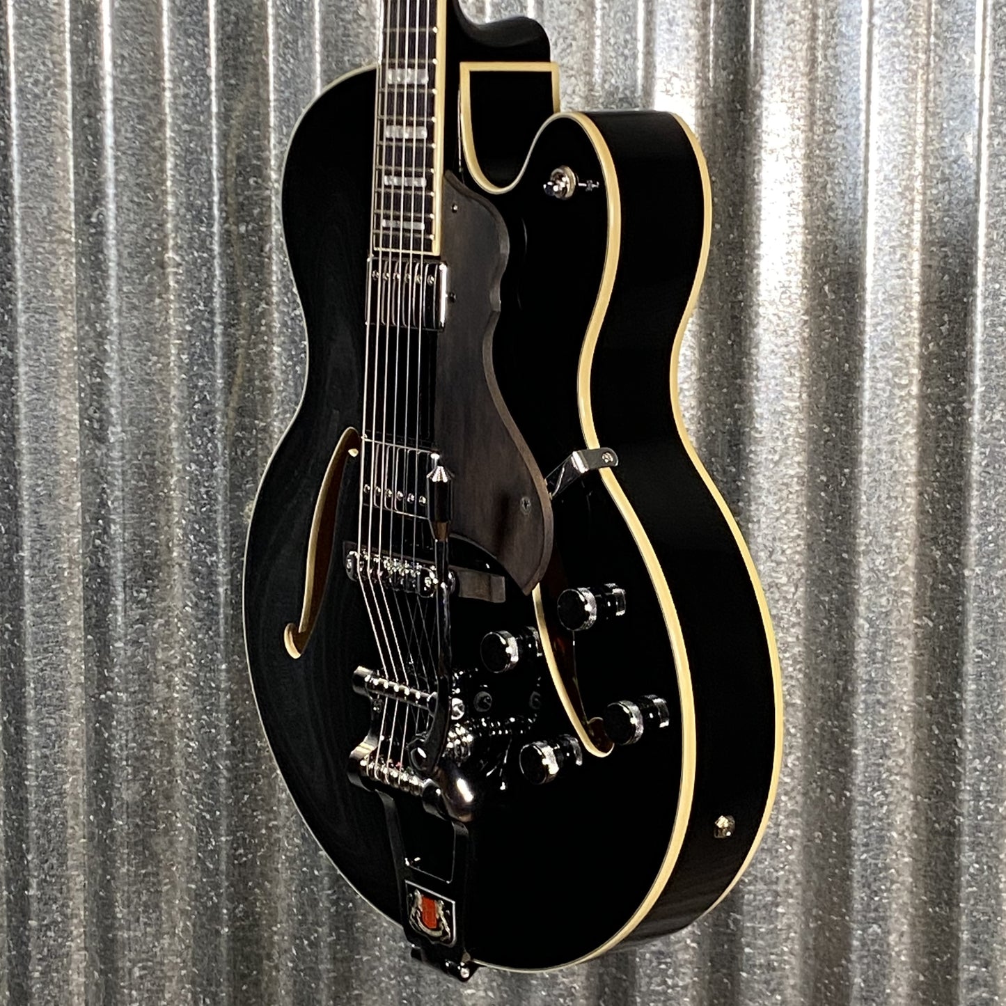 Hagstrom Tremar HJ-500 Hollow Body Guitar Gloss Black & Case #0450 Used