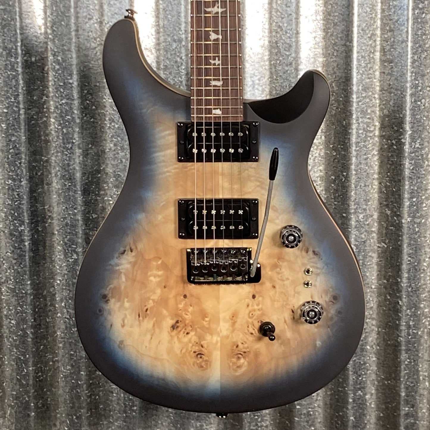 PRS Paul Reed Smith SE Exotic Custom 24-08 Poplar Burl Lake Blue Midnight Burst Guitar & Bag #4221