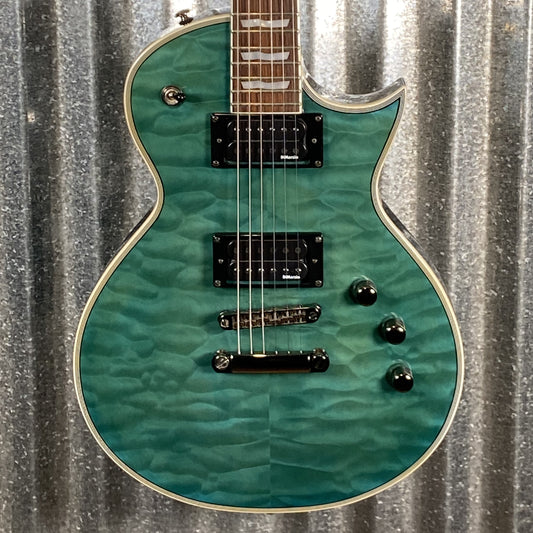 ESP LTD EC-401WMV See Though Aqua Quilt Top DiMarzio PAF Pickups Guitar #0957 Used