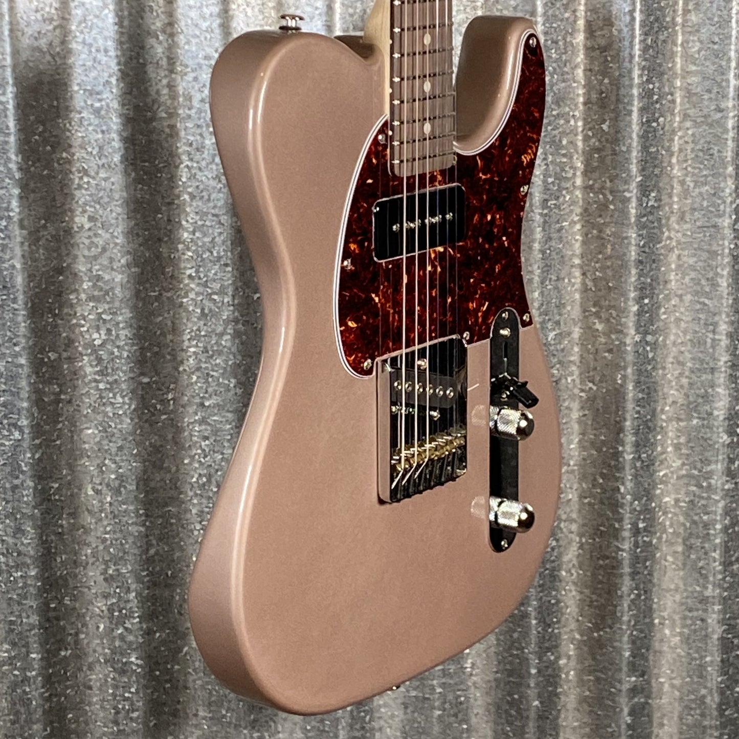 G&L USA Fullerton Deluxe ASAT Classic Bluesboy 90 Shoreline Gold Guitar & Bag #8059 Used