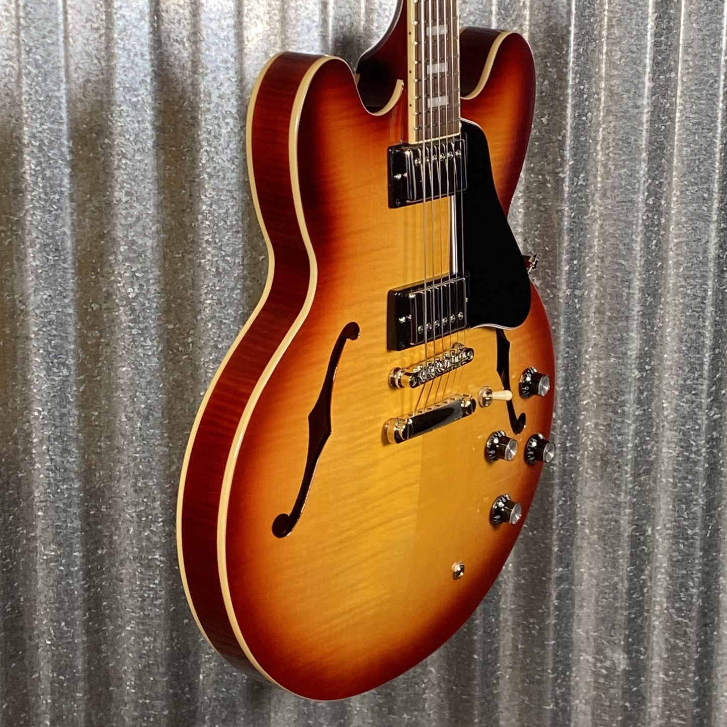 Epiphone ES-335 Figured Top Raspberry Tea Burst Semi Hollow Body Guitar & Bag #3485 Used