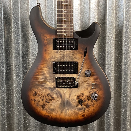 PRS Paul Reed Smith SE Exotic Custom 24-08 Poplar Burl Charcoal Cherry Midnight Burst Guitar & Bag #0334