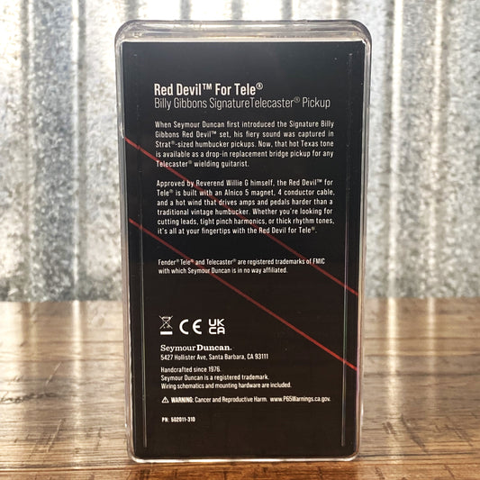 Seymour Duncan Billy Gibbons Red Devil Tele Bridge 4 Conductor Guitar Pickup Black