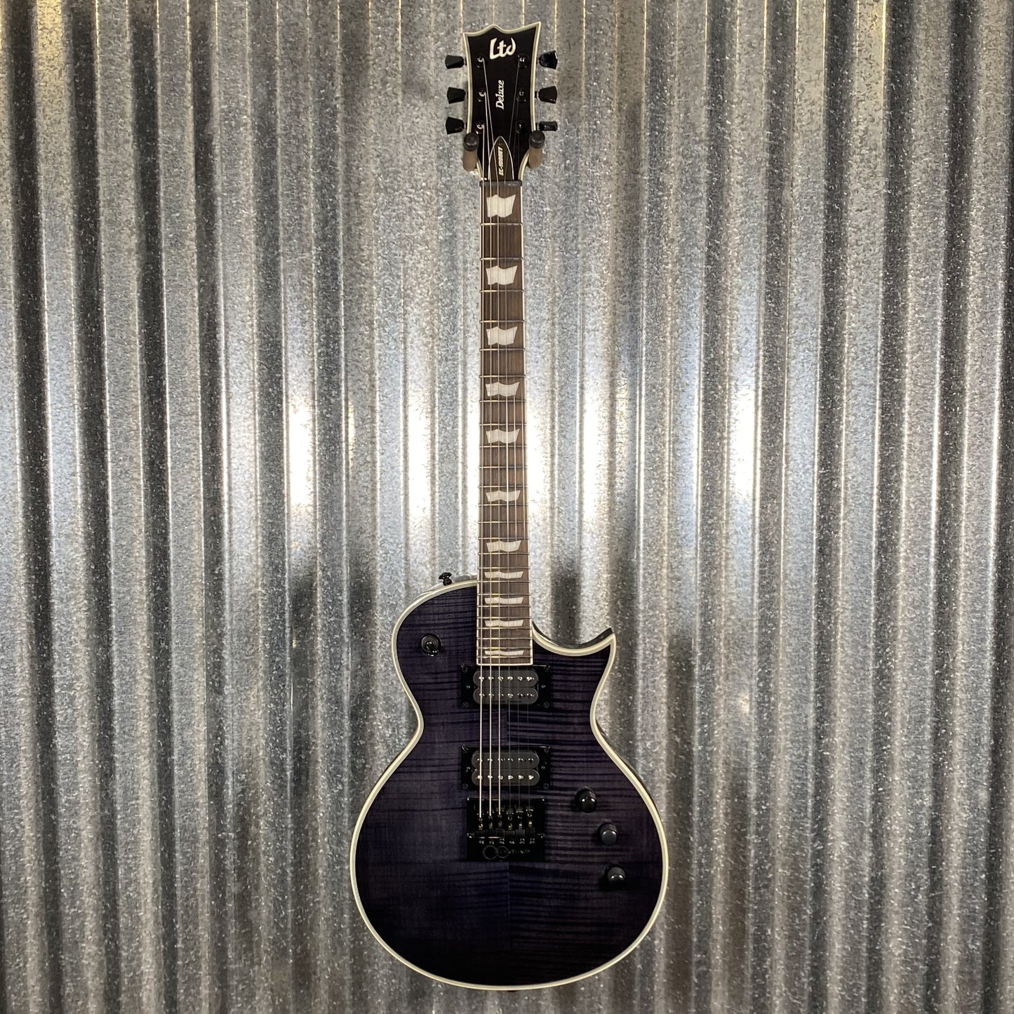 ESP LTD EC-1000 Evertune Flame See Thru Black Seymour Duncan Guitar EC1000ETFMSTBLK #1578 Used