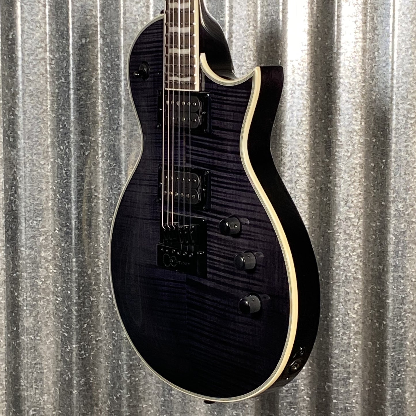 ESP LTD EC-1000 Evertune Flame See Thru Black Seymour Duncan Guitar EC1000ETFMSTBLK #1578 Used