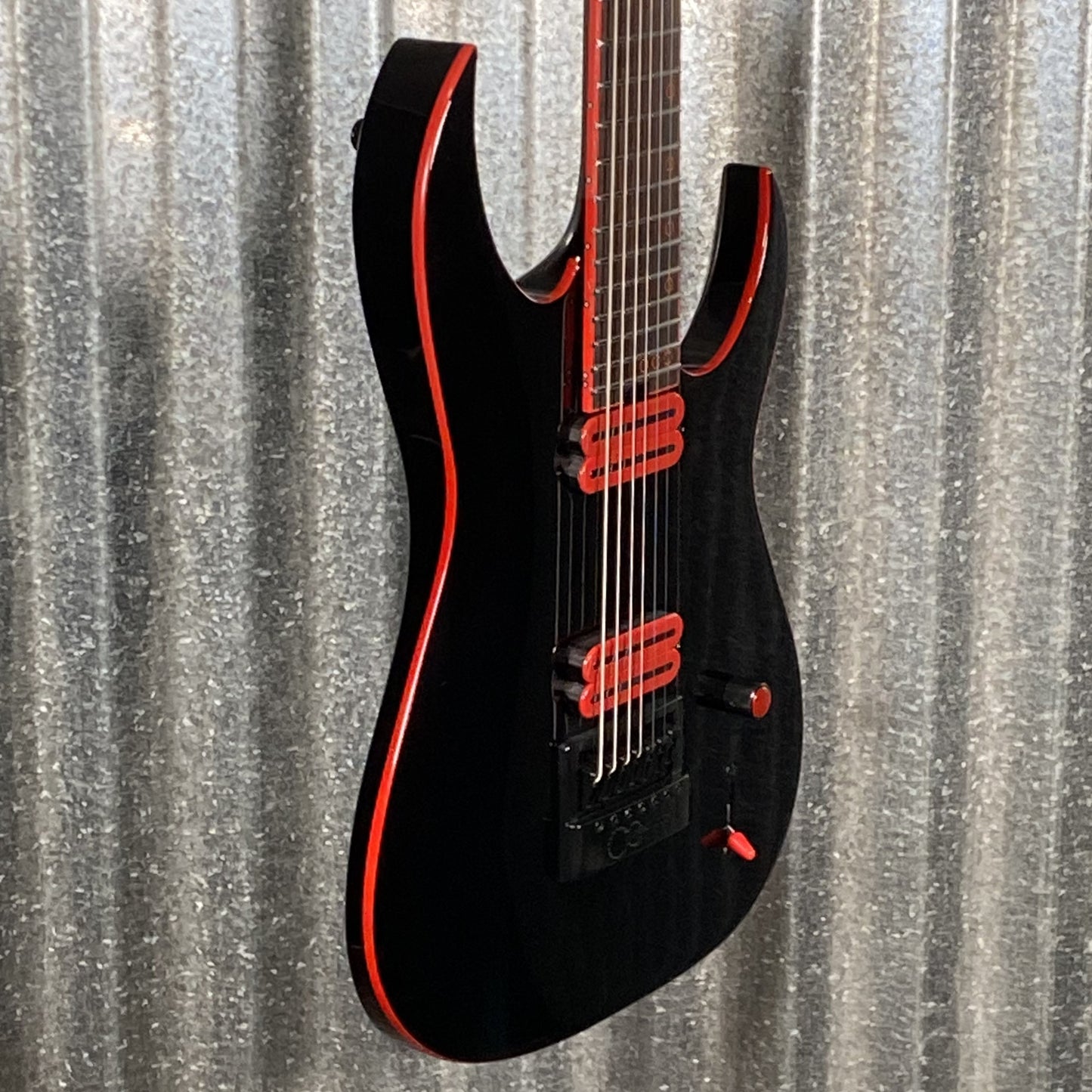 Schecter Sunset 7 ET Red Dawn Evertune Gloss Black Guitar #0633