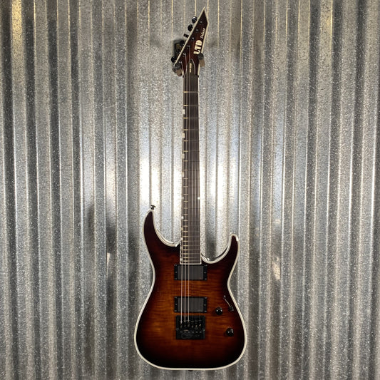 ESP LTD MH-1000 Evertune Flame Top Dark Brown Sunburst EMG Guitar #0406 Used