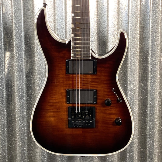 ESP LTD MH-1000 Evertune Flame Top Dark Brown Sunburst EMG Guitar #0406 Used