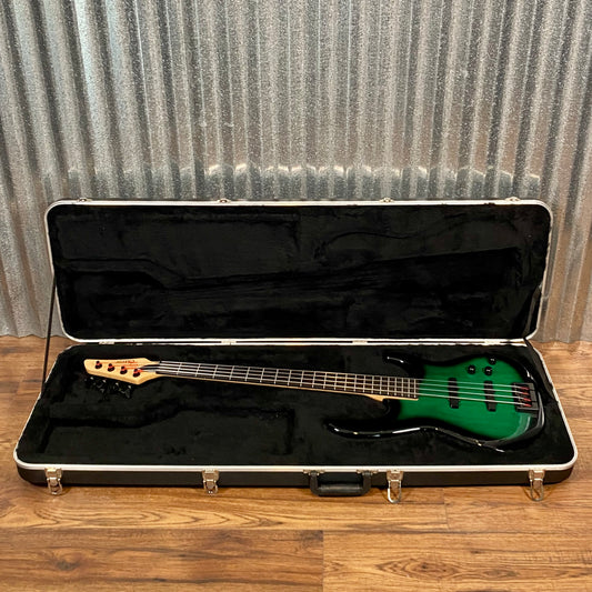 Carvin USA B4 4 String Lined Fretless Bass Forest Green Burst & Case #66424 Used