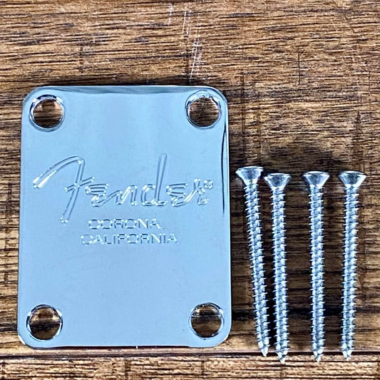 Fender American Standard Bass Neck Plate Corona California & Screws PN 0991446100 Used