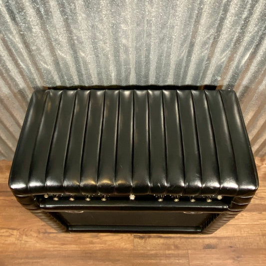 Kustom K100C-6 Tuck and Roll 15" Two Channel 50 Watt Solid State Vintage Guitar Bass Amplifier Combo Black Used