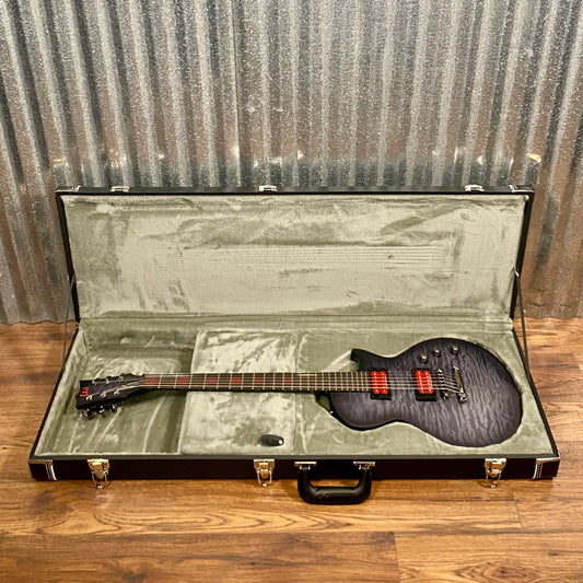 ESP LTD BB-600B Ben Burnley Baritone Quilt Top See Through Black Satin Seymour Duncan Guitar & Case #0416 Used