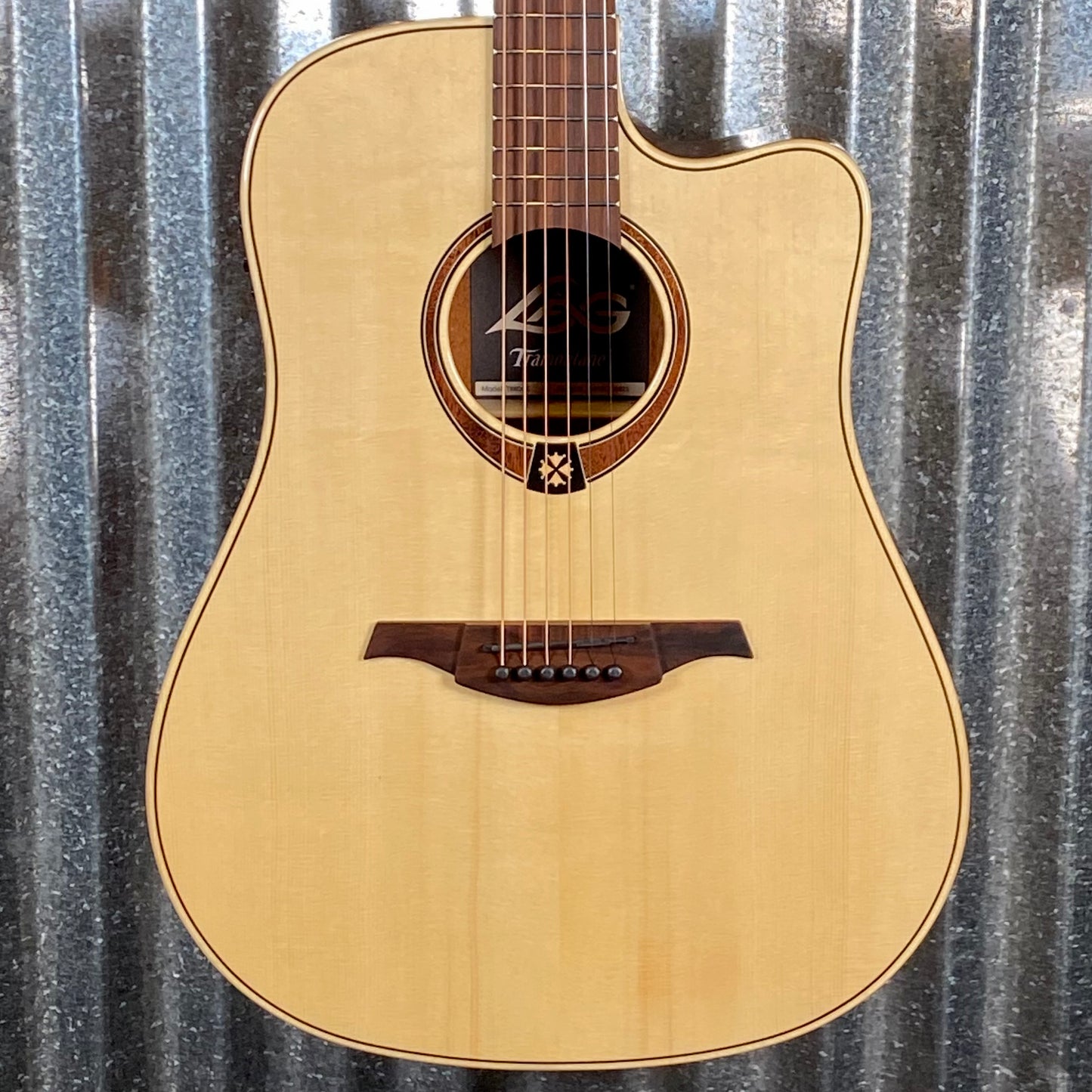 LAG Guitars T88DCE Natural Dreadnought Cutaway Acoustic Electric Guitar #4922