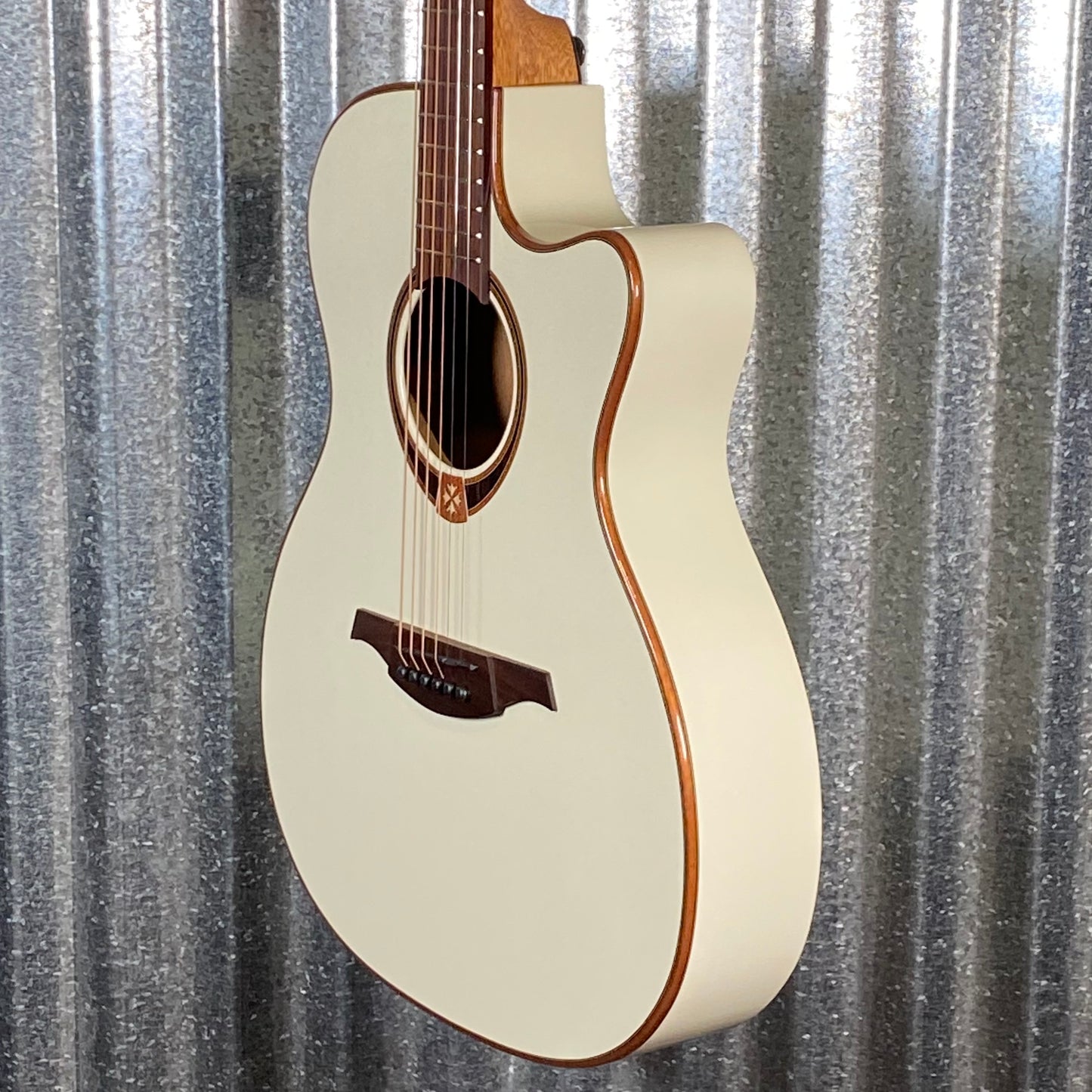 LAG Guitars T118ASCE-IVO Ivory Auditorium Cutaway Slim Acoustic Electric Guitar #2288