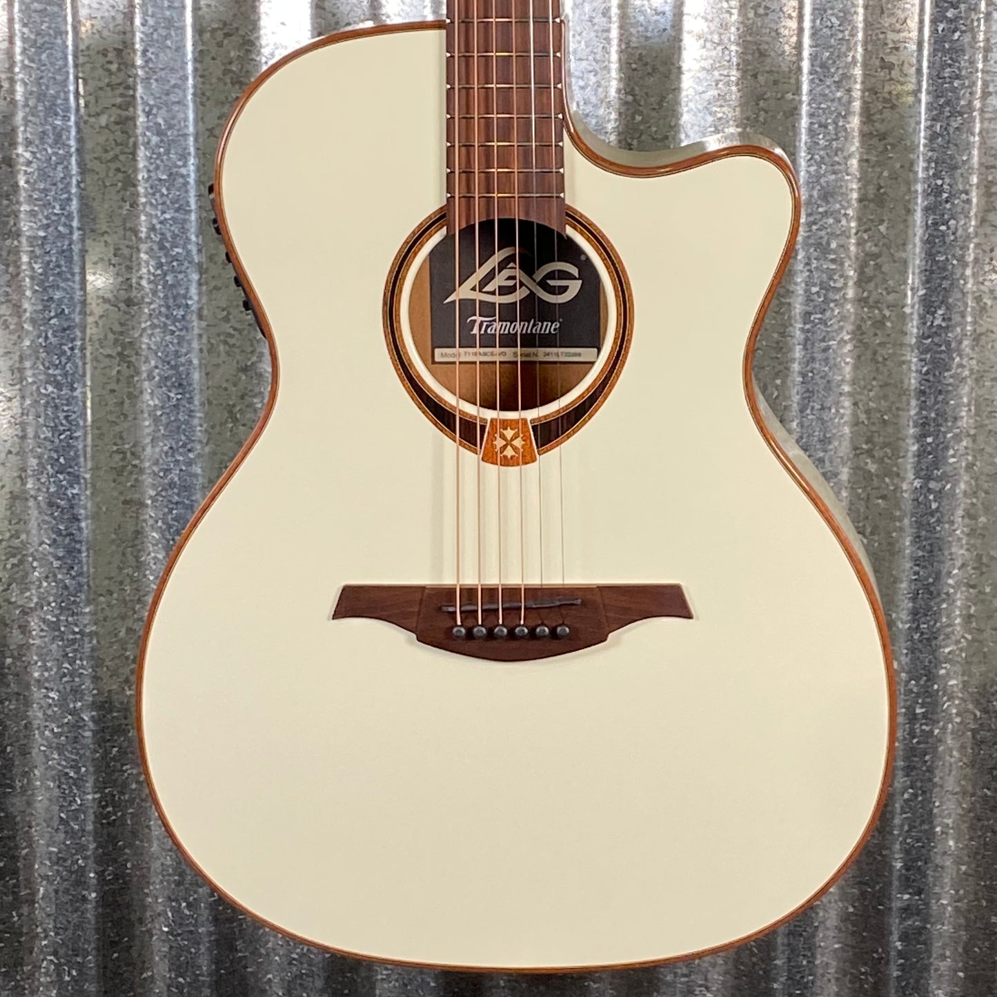 LAG Guitars T118ASCE-IVO Ivory Auditorium Cutaway Slim Acoustic Electric Guitar #2288