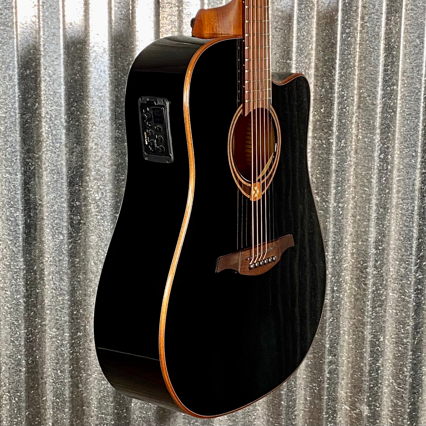 LAG Guitars T118DCE-BLK Black Dreadnought Cutaway Acoustic Electric Guitar #1779