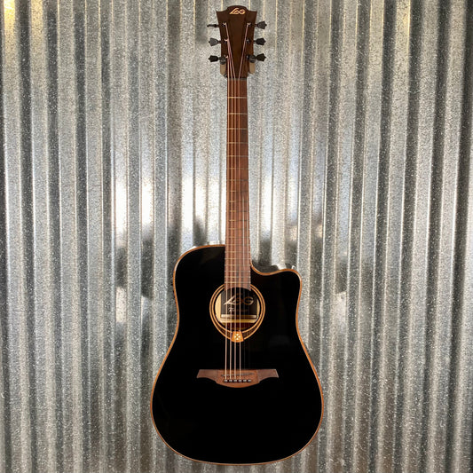 LAG Guitars T118DCE-BLK Black Dreadnought Cutaway Acoustic Electric Guitar #1779