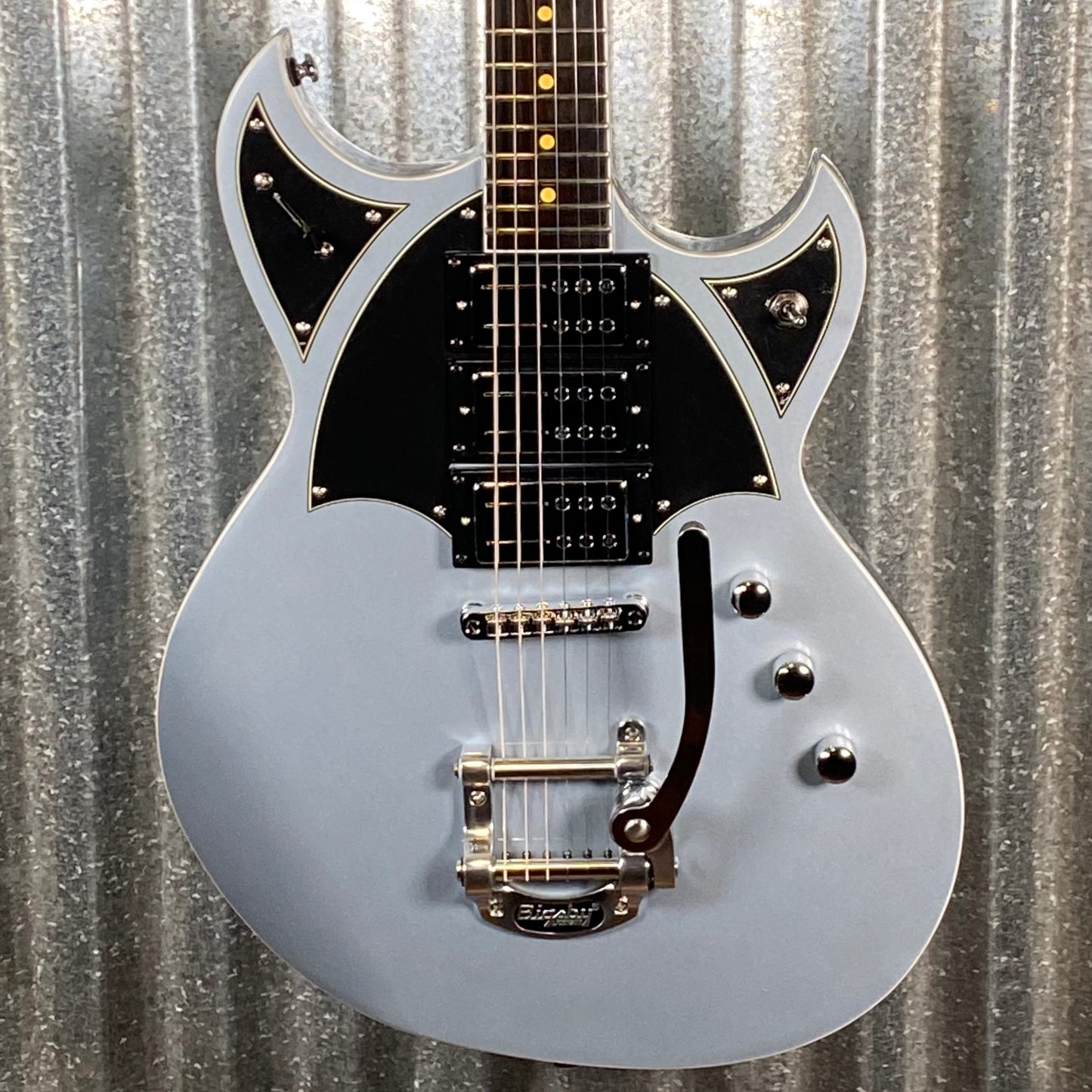 Reverend Reeves Gabrels Spacehawk Supreme Metallic Silver Freeze Semi Hollow Guitar #68177