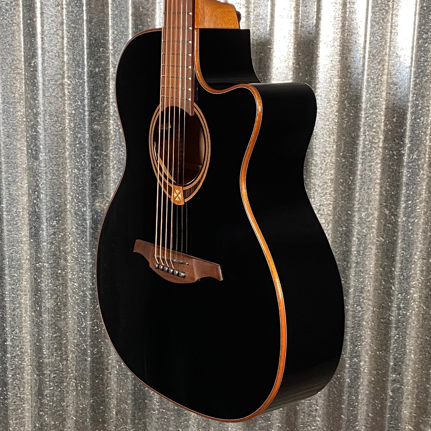 LAG Guitars T118ACE-BLK Black Auditorium Cutaway Acoustic Electric Guitar #1841