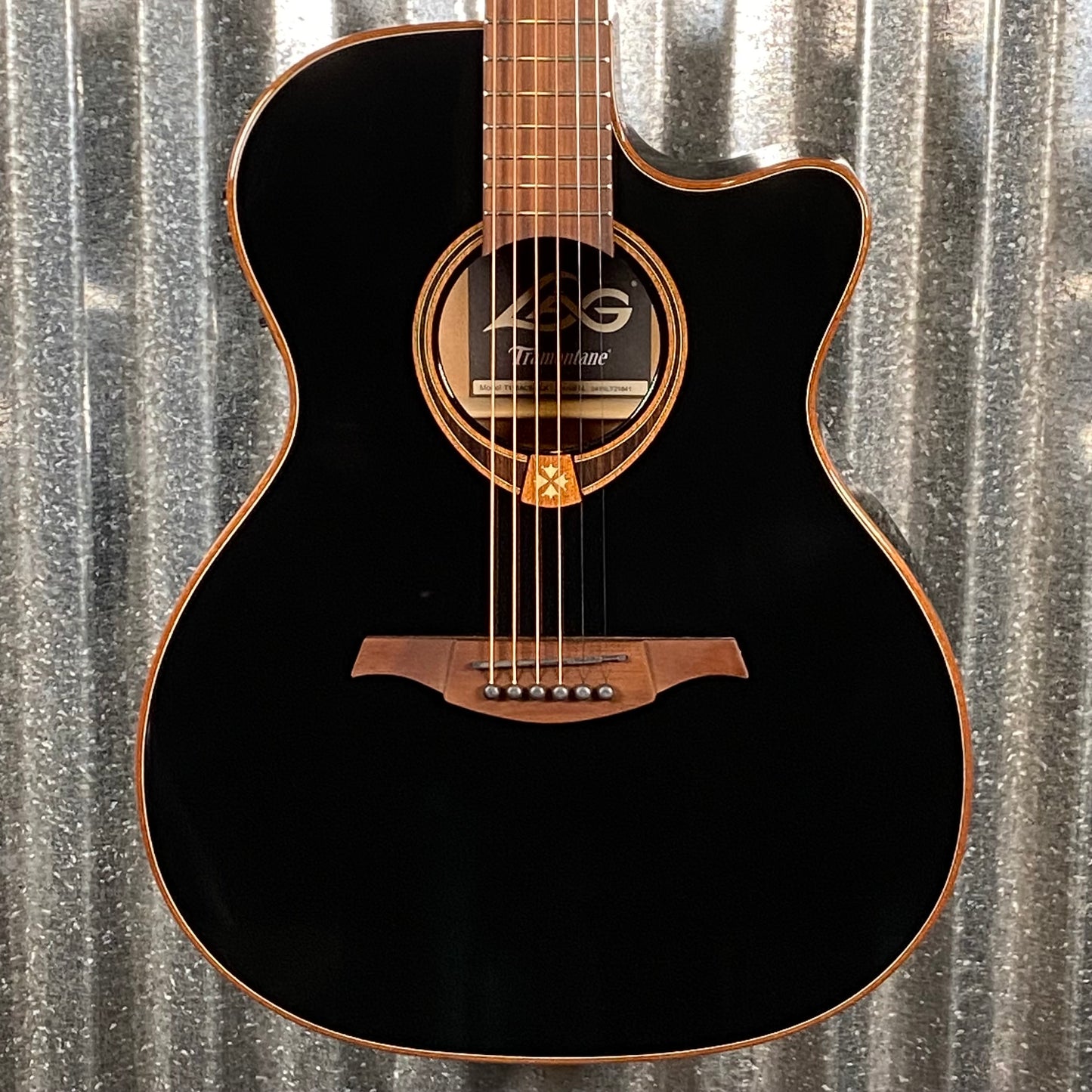 LAG Guitars T118ACE-BLK Black Auditorium Cutaway Acoustic Electric Guitar #1841