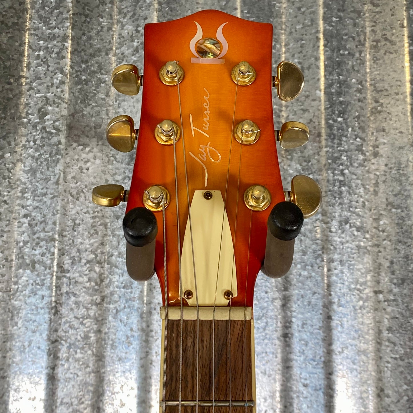 Jay Turser Cleopatra Flame Top Amber Burst Semi Hollow Guitar Used