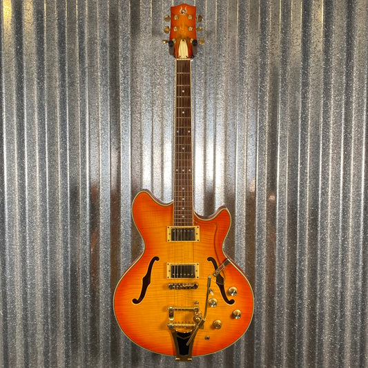 Jay Turser Cleopatra Flame Top Amber Burst Semi Hollow Guitar Used