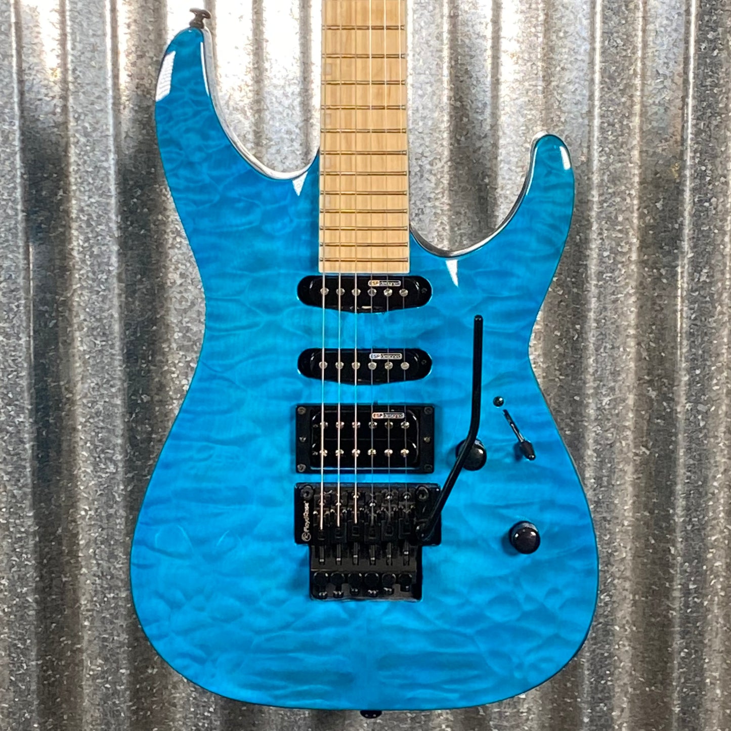 ESP LTD MH-203QM See Thru Blue Quilt Top Guitar MH203QMSTB #0262 Used