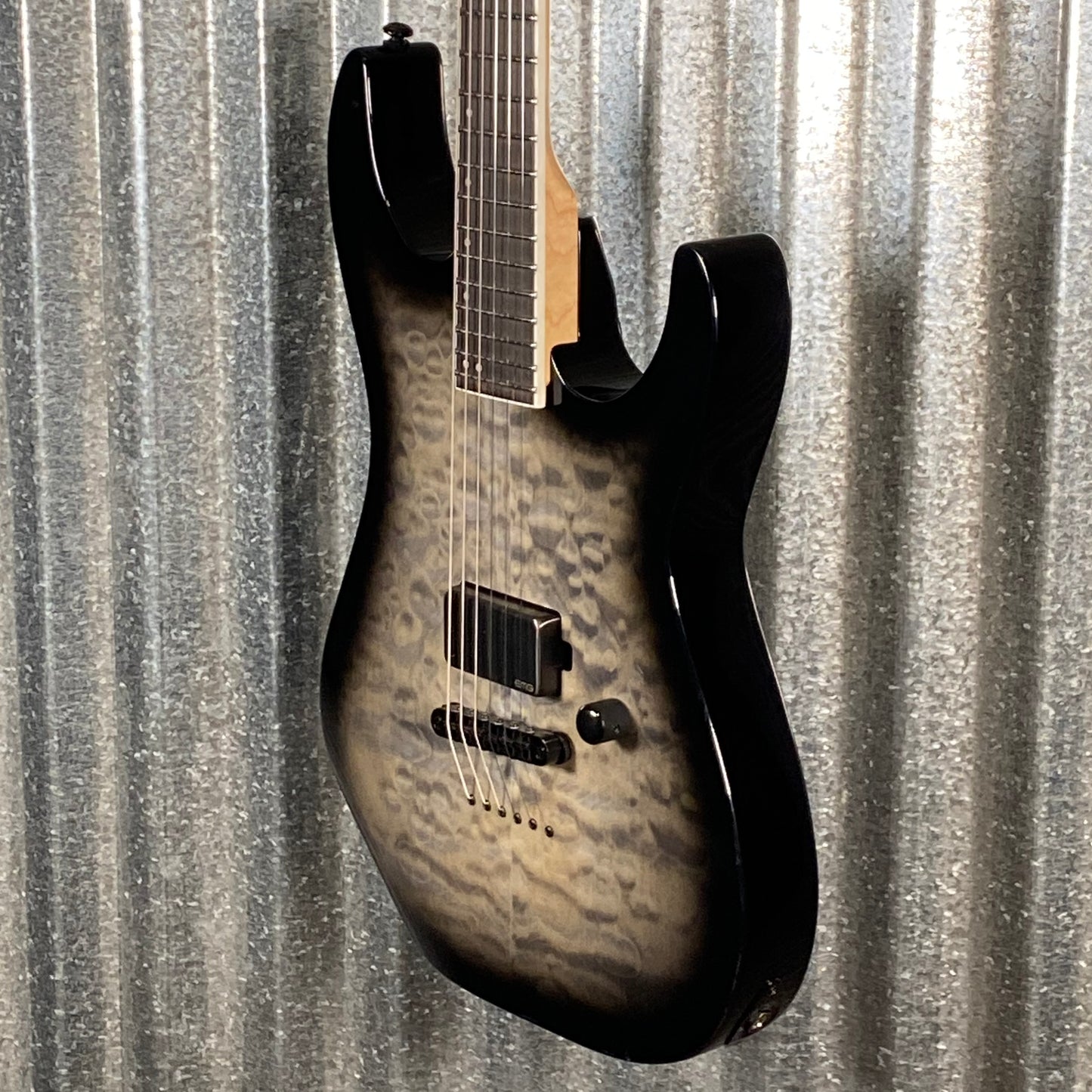 ESP LTD M-1001 Neck Thru Quilt Top Charcoal Burst EMG LM1001NTQMCHB #0448 Used