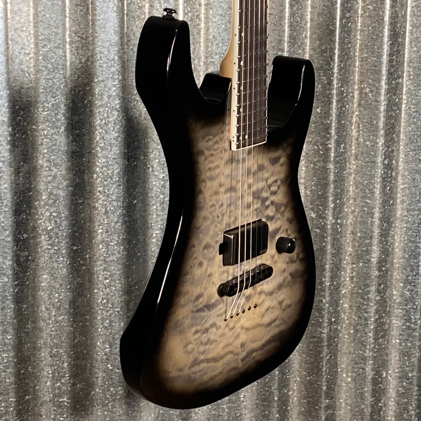 ESP LTD M-1001 Neck Thru Quilt Top Charcoal Burst EMG LM1001NTQMCHB #0448 Used