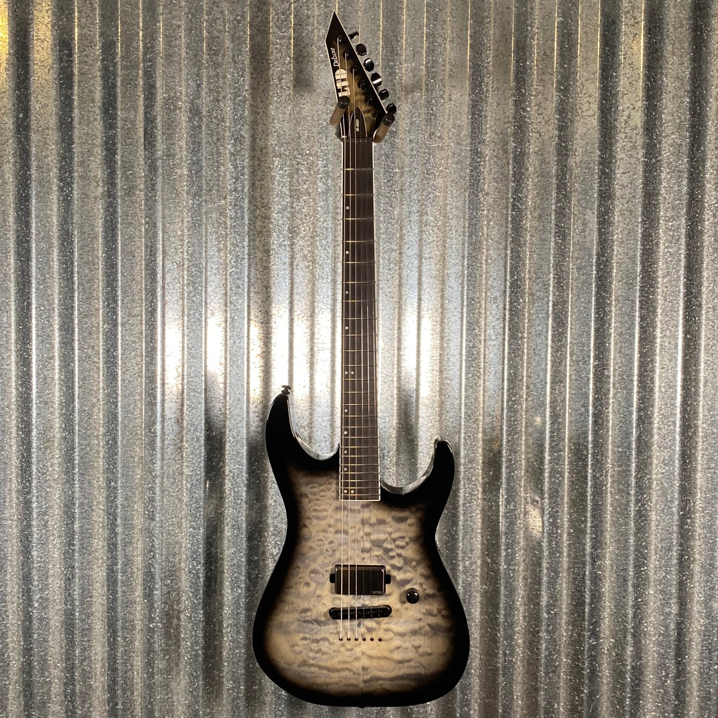ESP LTD M-1001 Neck Thru Quilt Top Charcoal Burst EMG LM1001NTQMCHB #0448 Used