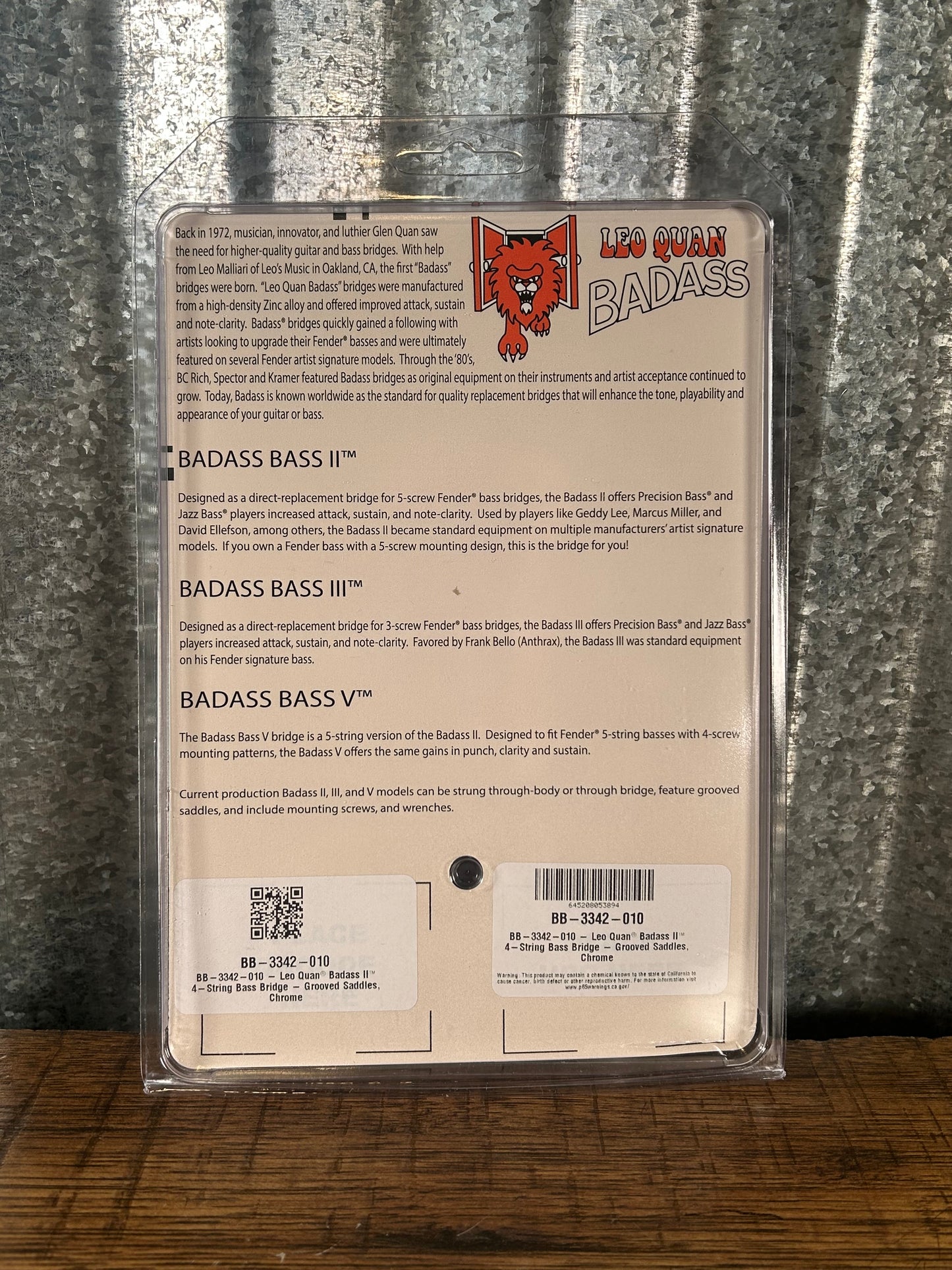 Leo Quan Badass II 4 String Bass Bridge Grooved Saddles Chrome BB-3342-010