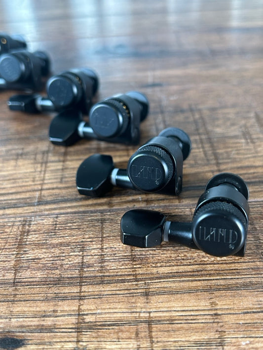 ESP LTD Logo Locking Tuning Machine Set of 6 Inline Two Pin Mount Black Satin Used