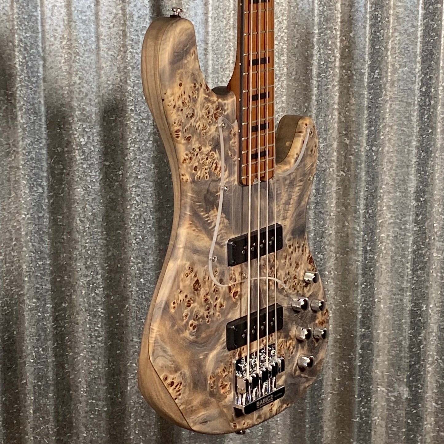 Cort GB Modern 4 String Bass Open Pore Charcoal Gray Burl GBMODERN4OPCG & Bag #4920
