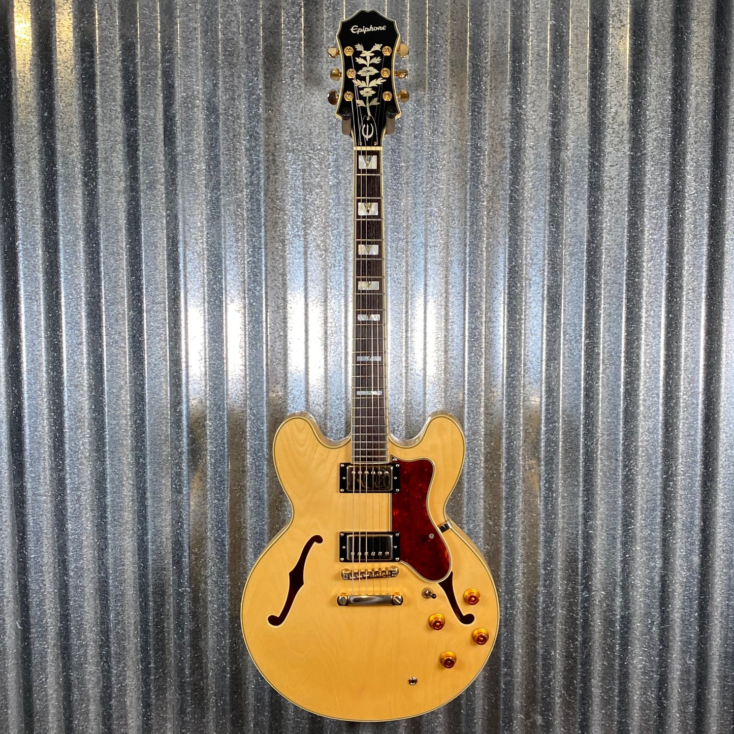 Epiphone Sheraton II Natural Semi Hollow Body Guitar & Case 2014 #0502 Used