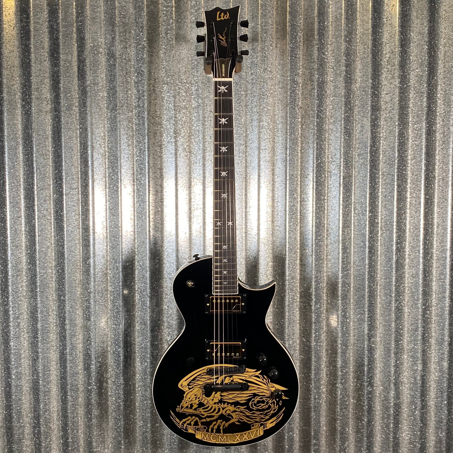 ESP LTD Will Adler Warbird Black & Gold Guitar & Case LWAWARBIRDBLKG #1513 Used