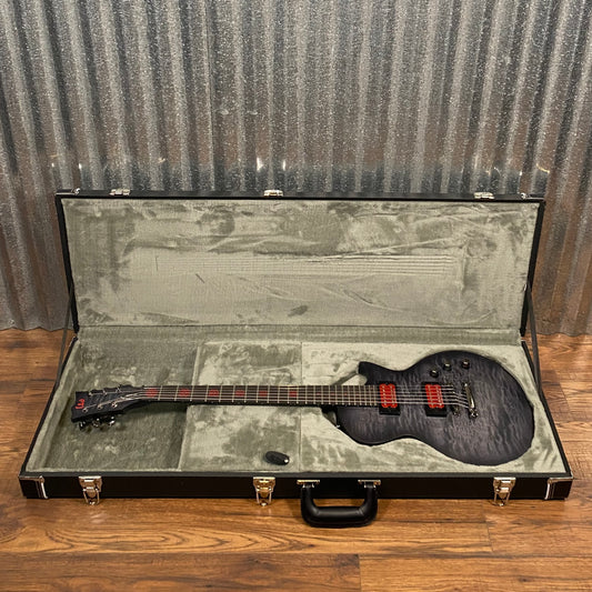 ESP LTD BB-600B Ben Burnley Baritone Quilt Top See Through Black Satin Guitar & Case #0403 Used