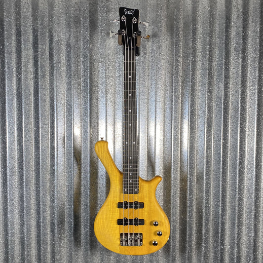 Glarry GW101 Short Scale 4 String Bass Yellow Satin & Bag #1111 Used
