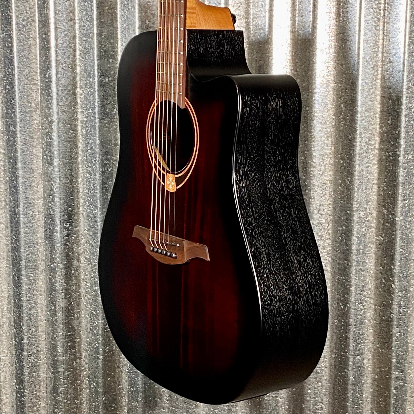 LAG Guitars T70DCE-B&B Black Brown Dreadnought Cutaway Acoustic Electric Guitar #9397