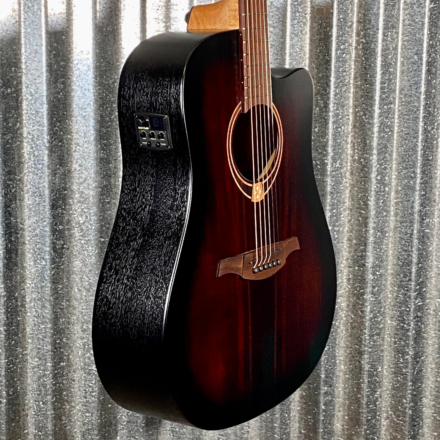 LAG Guitars T70DCE-B&B Black Brown Dreadnought Cutaway Acoustic Electric Guitar #9397