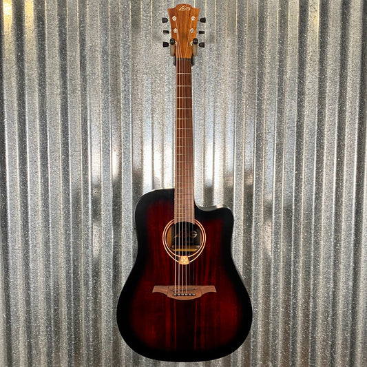 LAG Guitars T70DCE-B&B Black Brown Dreadnought Cutaway Acoustic Electric Guitar #9397