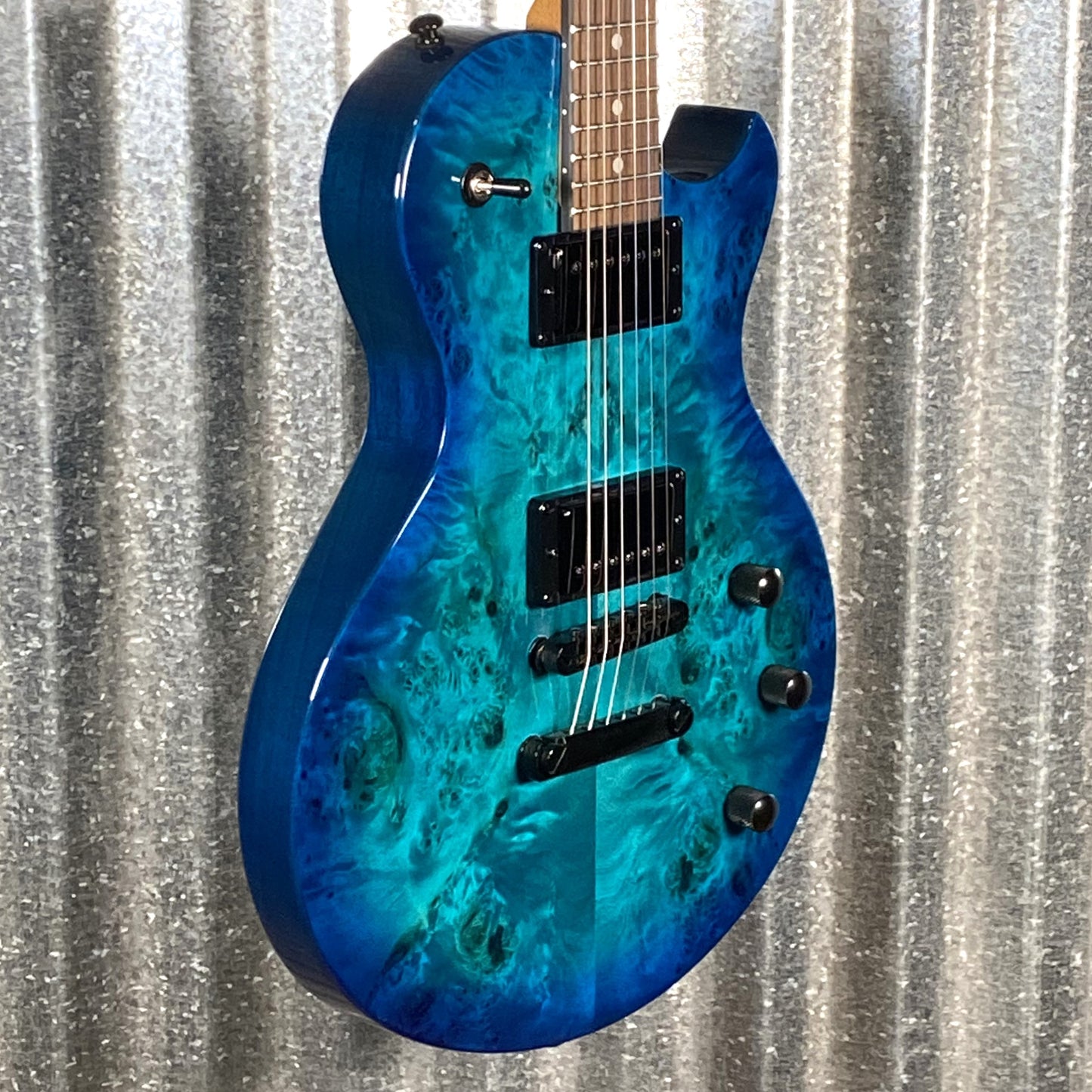 Schecter Solo-II Standard Ocean Blue Burst Burl Guitar #0502 Blem