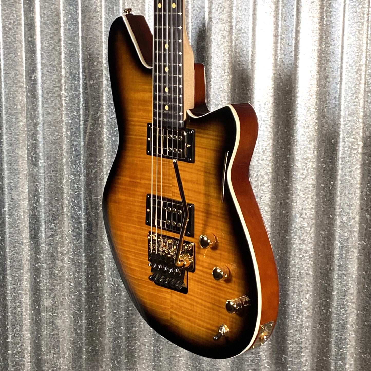 Reverend Kingbolt RA FM Coffee Burst Flame Floyd Rose Guitar #64379 Blem